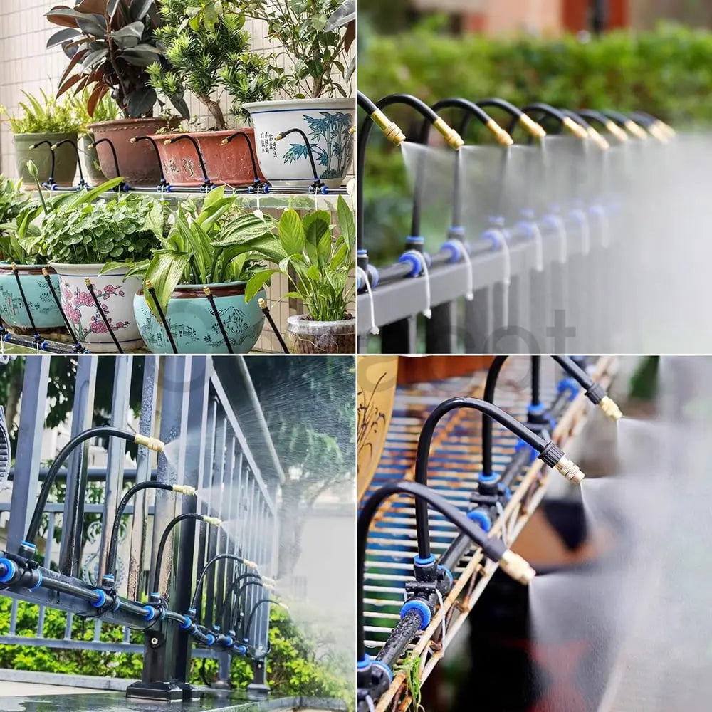 Système d'Irrigation Goutte-à-Goutte 360° Laiton Tuyau PE 8 mm Arrosage Automatique Jardin Balcon Serre | Koossa