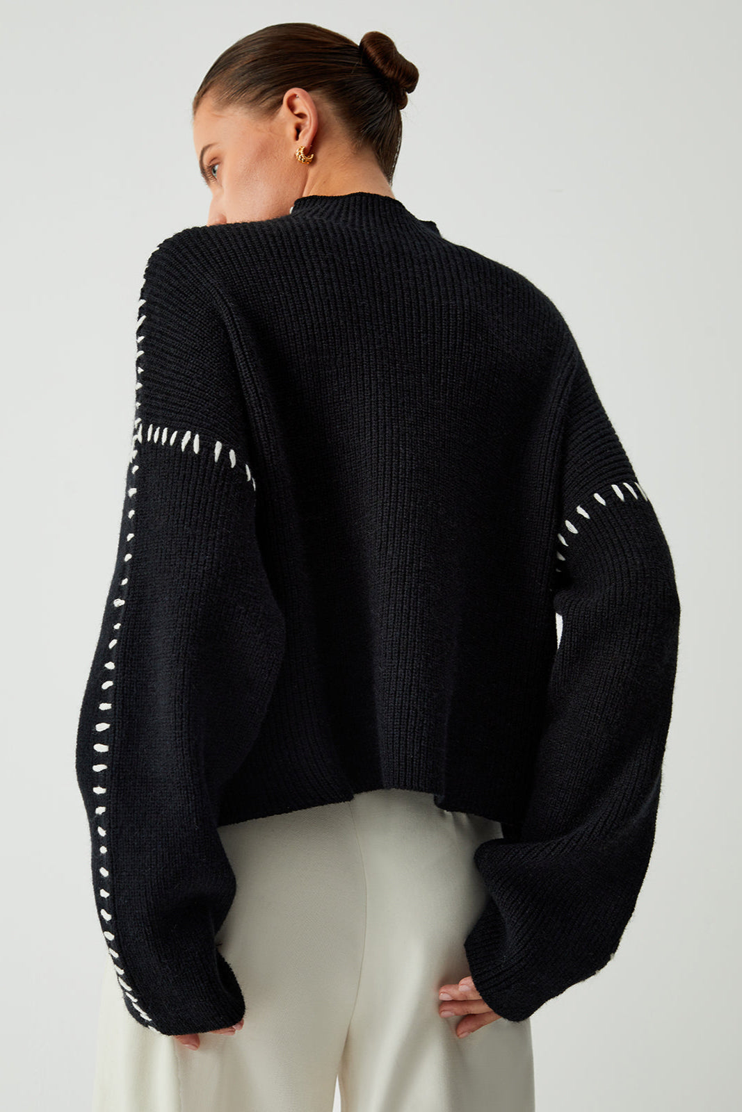 Relaxed Mock Neck Knitted Jumper in Soft Wool Blend for Effortless Layering and Everyday Elegance | Koossa
