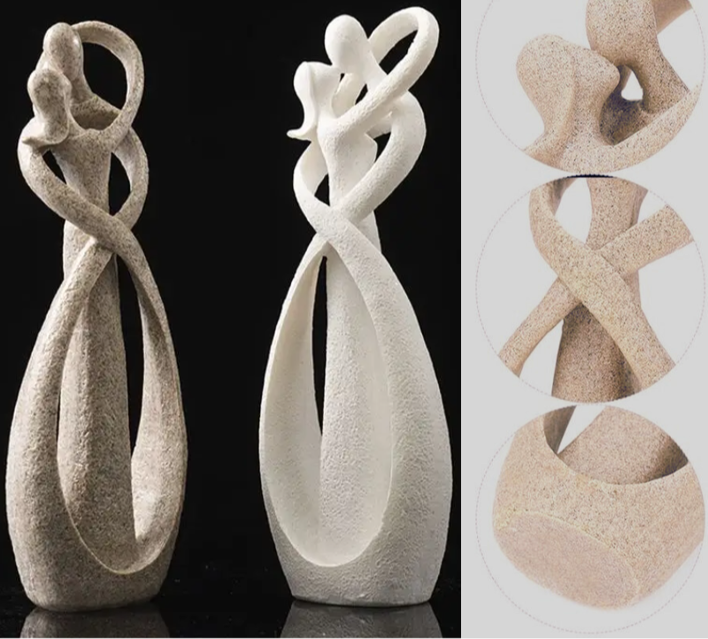 Sculpture abstraite en grès naturel – Forme organique évoquant l'union et la douceur pour intérieur moderne | Koossa