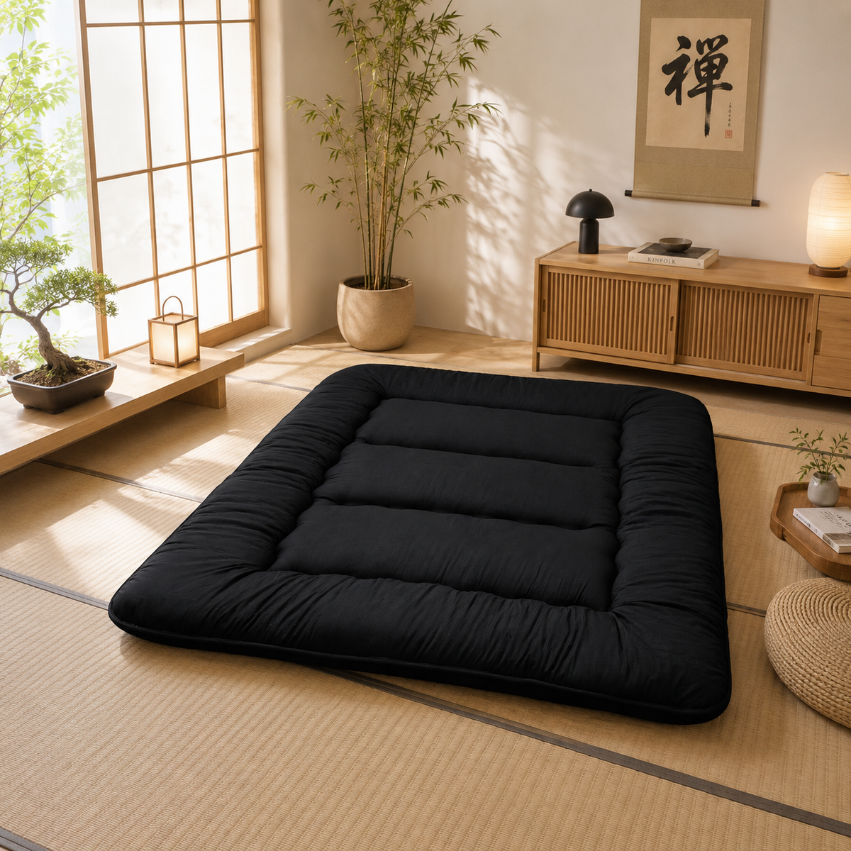 Foldable Floor Mattress 4 Inch Thick Japanese Futon Sleep Pad Guest Bed for Adults Kids Meditation Yoga Mat | Lonoma