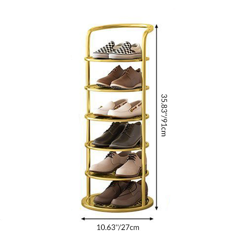 Vertical Shoe Rack 5-8 Tier Round Metal Tower Organizer Space-Saving for Entryway Bedroom Small Apartment Hallway Storage | Lonoma