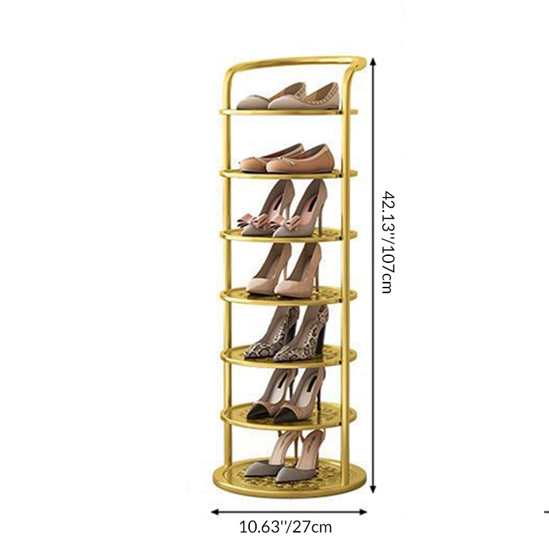Vertical Shoe Rack 5-8 Tier Round Metal Tower Organizer Space-Saving for Entryway Bedroom Small Apartment Hallway Storage | Lonoma
