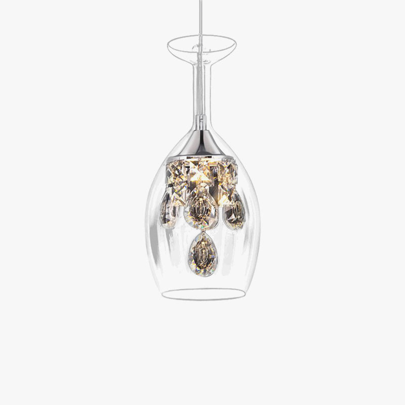 Clear Crystal Pendant Light, Wine Glass Shape Hanging Ceiling Lamp with Adjustable Cord for Dining Room, Kitchen Island & Bedroom | Lonoma