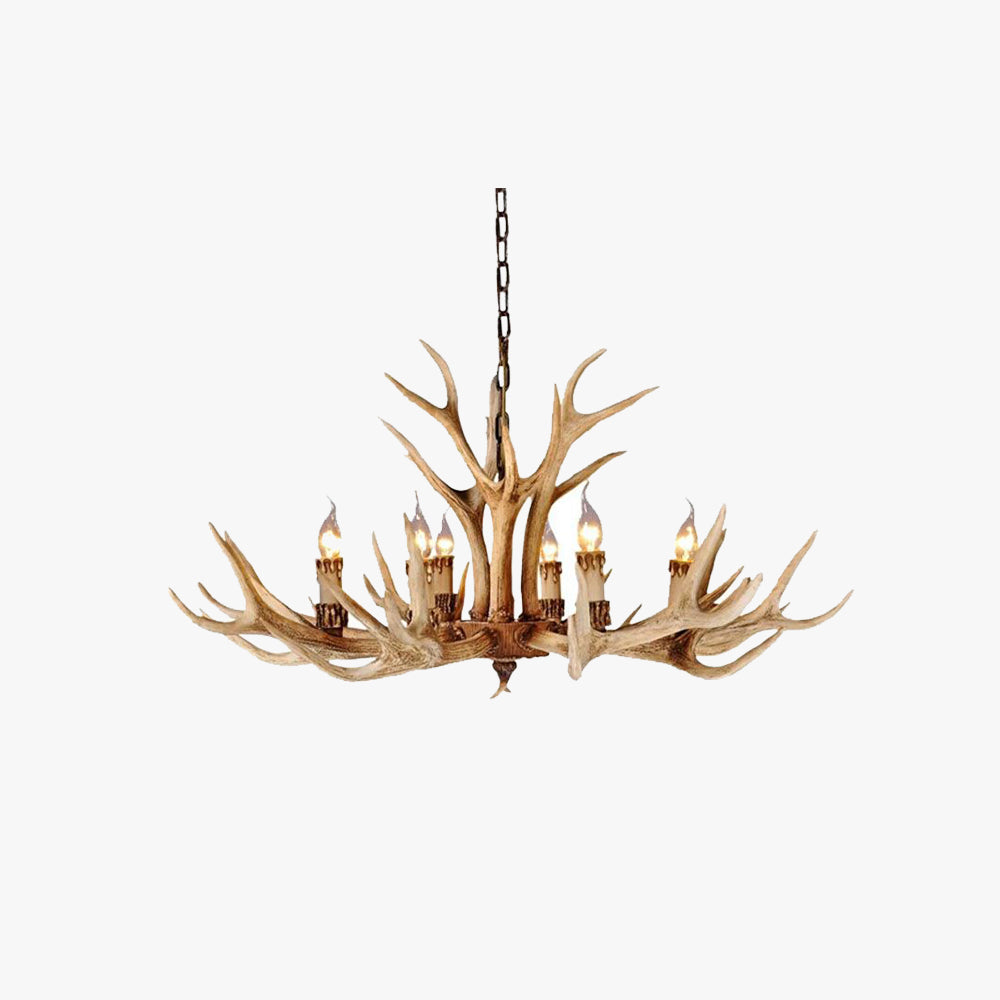 Antler Chandelier Resin Fixture Metal Frame Traditional Style Pendant 6 8 10 Light Options Adjustable Chain Candelabra Base E12 for Dining | Lonoma