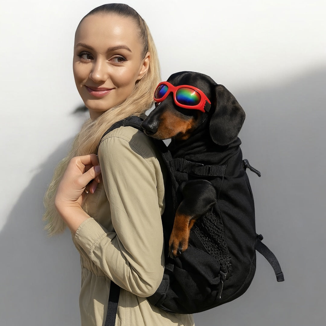 Dog Carrier Backpack Breathable Mesh Dachshund Travel Rucksack Ventilated Adjustable Reflective Small Dog Hands-Free Walking Hiking | Koossa
