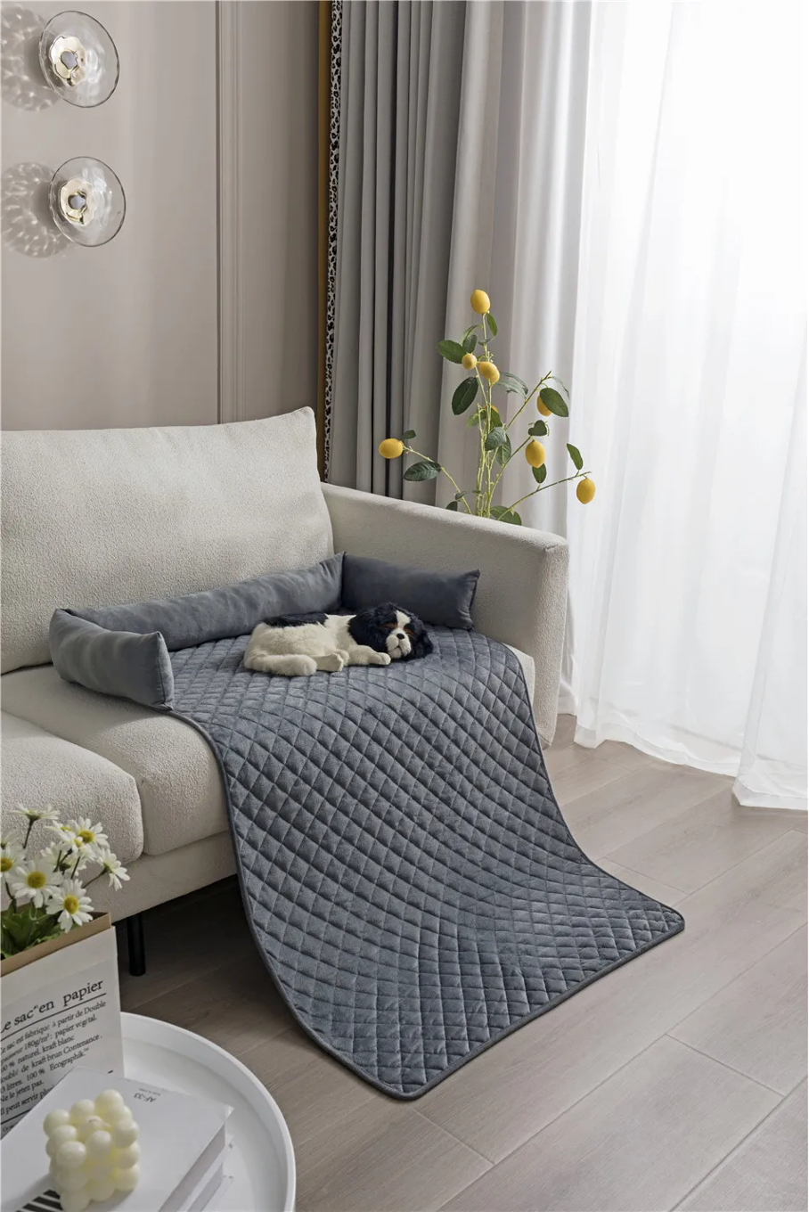 Dog Sofa Blanket Quilted Velvet Raised Edge Small Medium Large Washable Furniture Protector Pet Bed Cover | Koossa