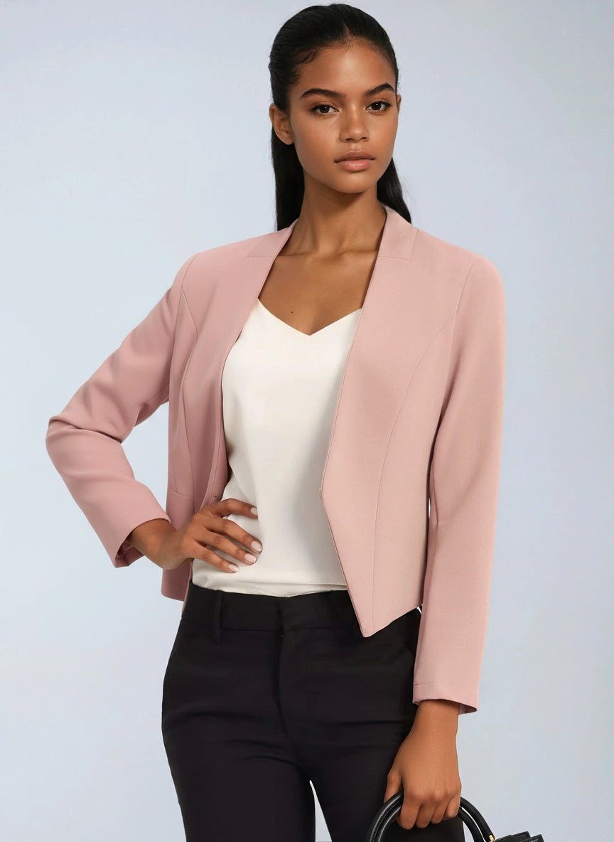 Cropped Asymmetric Blazer with Open Front | Smart Tailoring for Office and Beyond | Koossa