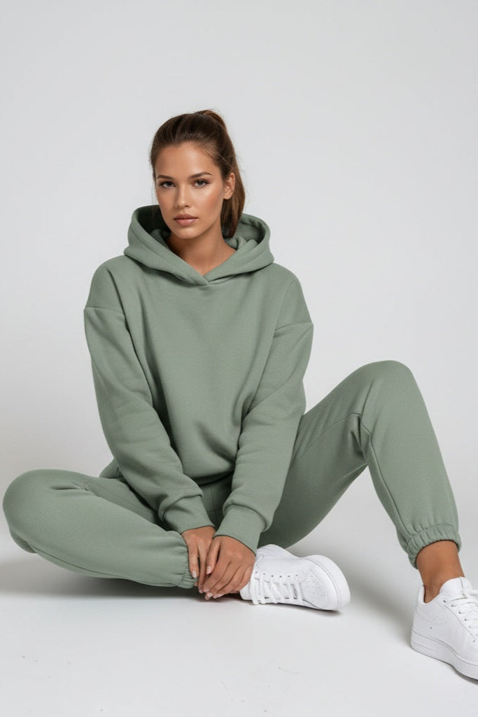 Hooded Loungewear Set in Brushed Cotton Blend for Relaxed Weekend Style | Koossa
