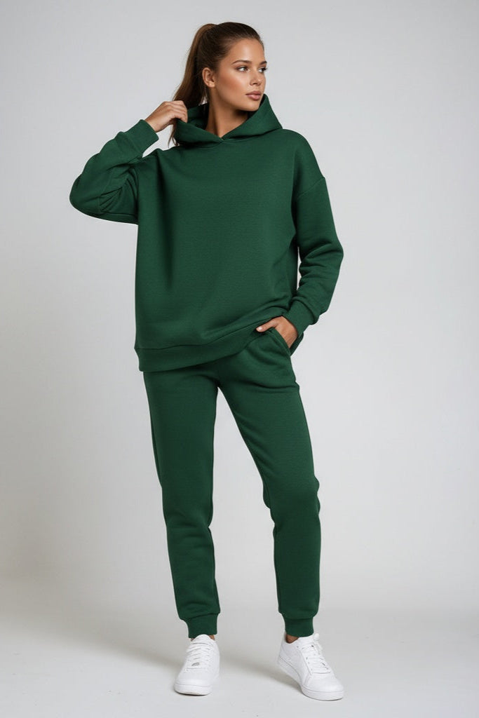 Hooded Loungewear Set in Brushed Cotton Blend for Relaxed Weekend Style | Koossa