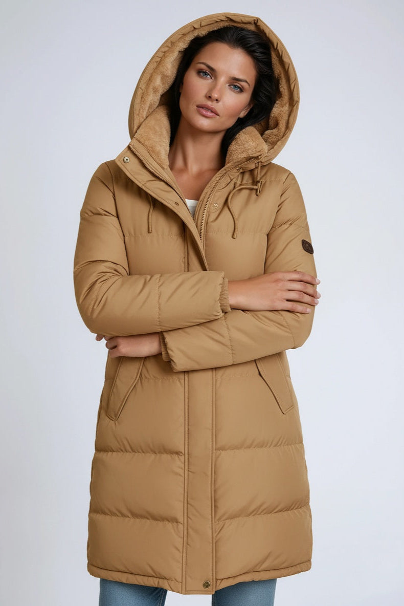 Women's Hooded Mid-Length Puffer Coat — Elegant Winter Jacket for Everyday Warmth & Effortless Style | Koossa