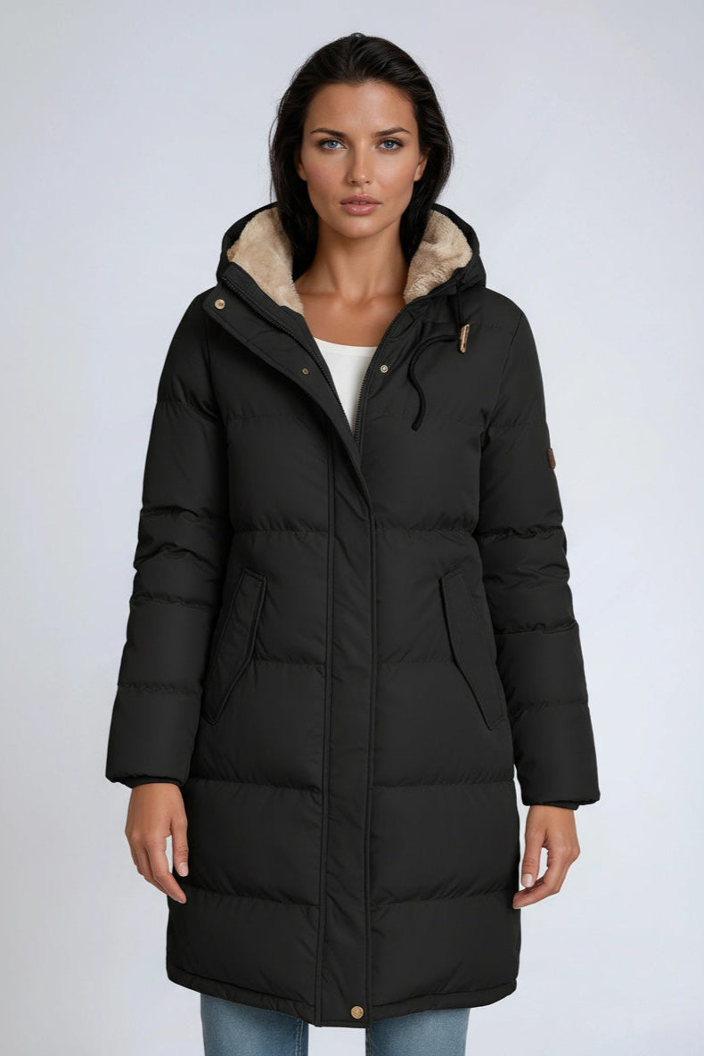 Women's Hooded Mid-Length Puffer Coat — Elegant Winter Jacket for Everyday Warmth & Effortless Style | Koossa
