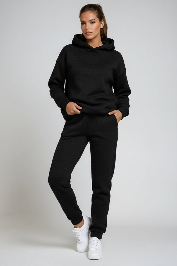 Hooded Loungewear Set in Brushed Cotton Blend for Relaxed Weekend Style | Koossa