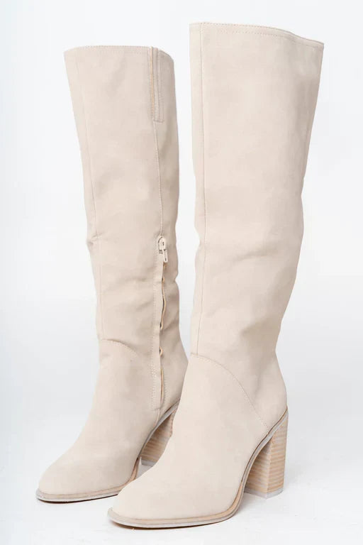 Women's Black Knee-High Boots with Block Heel — Elegant Tall Boots for Autumn & Winter Styling | Koossa