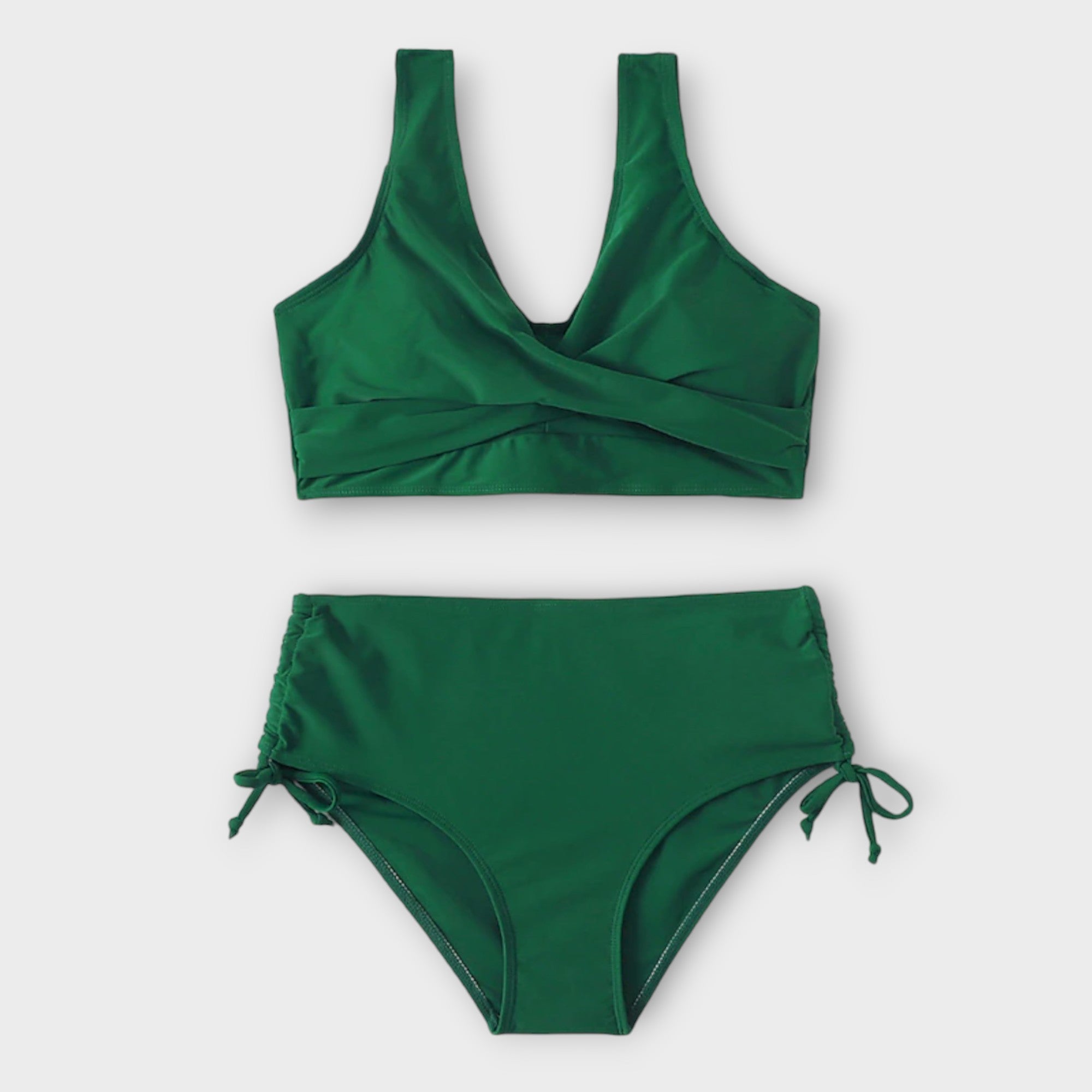 Women's Two-Piece Bikini Set with Wrap-Style Top and Ruched Bottoms for Beach Holidays, Poolside Relaxation, and Sunny Summer Getaways | Koossa