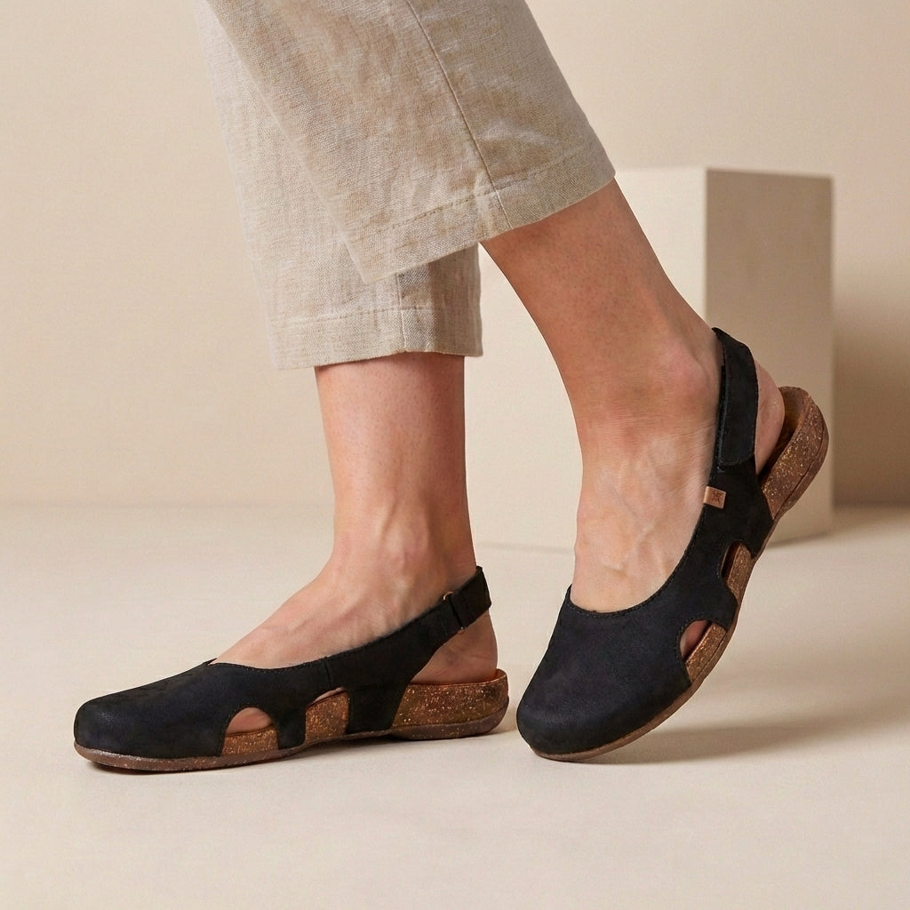 Leather Closed Toe Slingback Sandals — Supportive Summer Shoes with Cut-Out Detail | Koossa