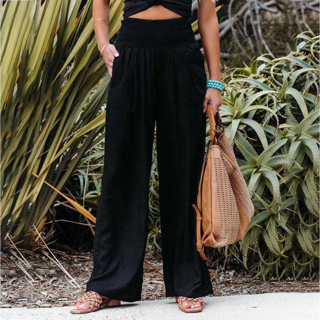 Women's Elasticated Wide-Leg Summer Trousers — Comfortable Casual Trousers for Warm Weather & Everyday Wear | Koossa