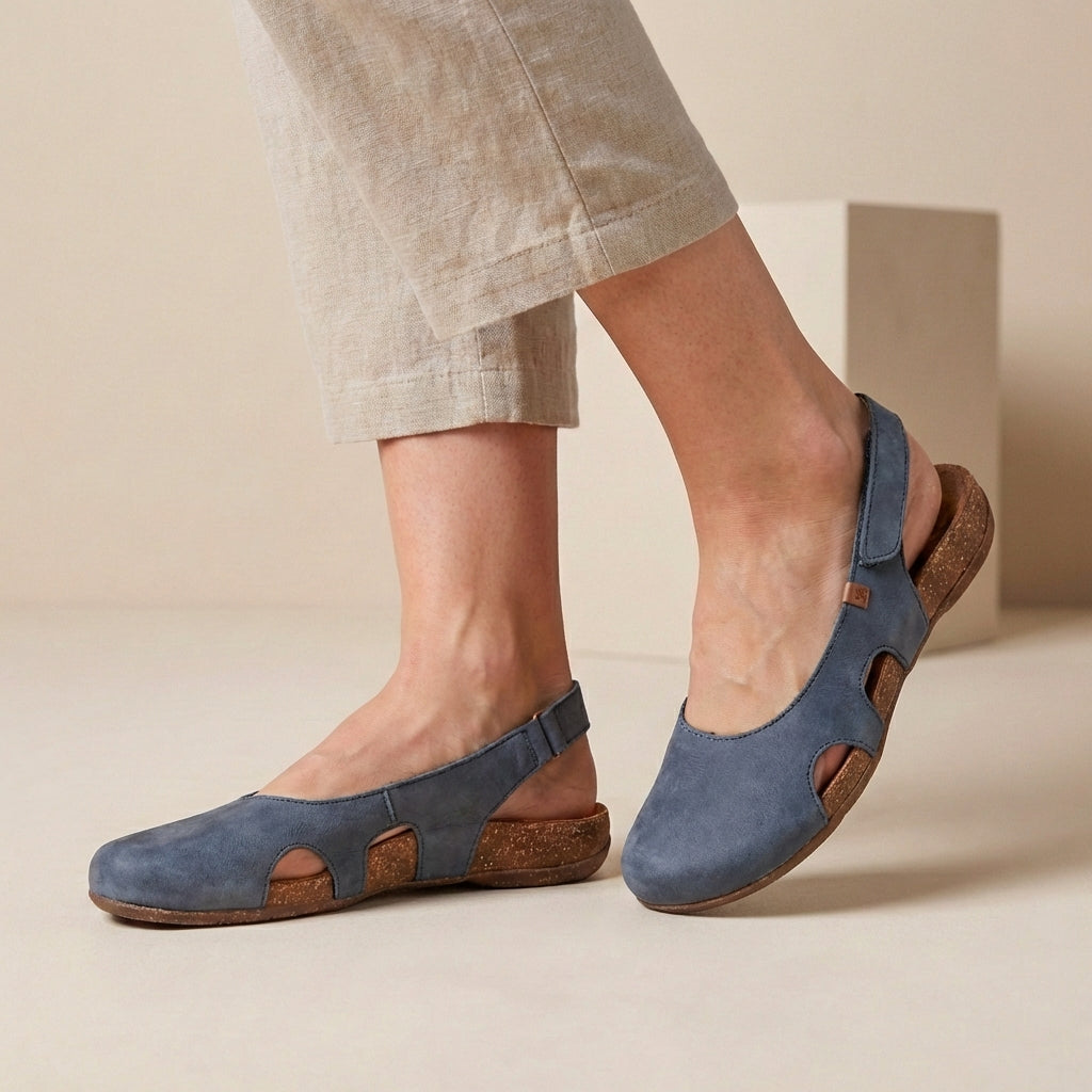 Leather Closed Toe Slingback Sandals — Supportive Summer Shoes with Cut-Out Detail | Koossa
