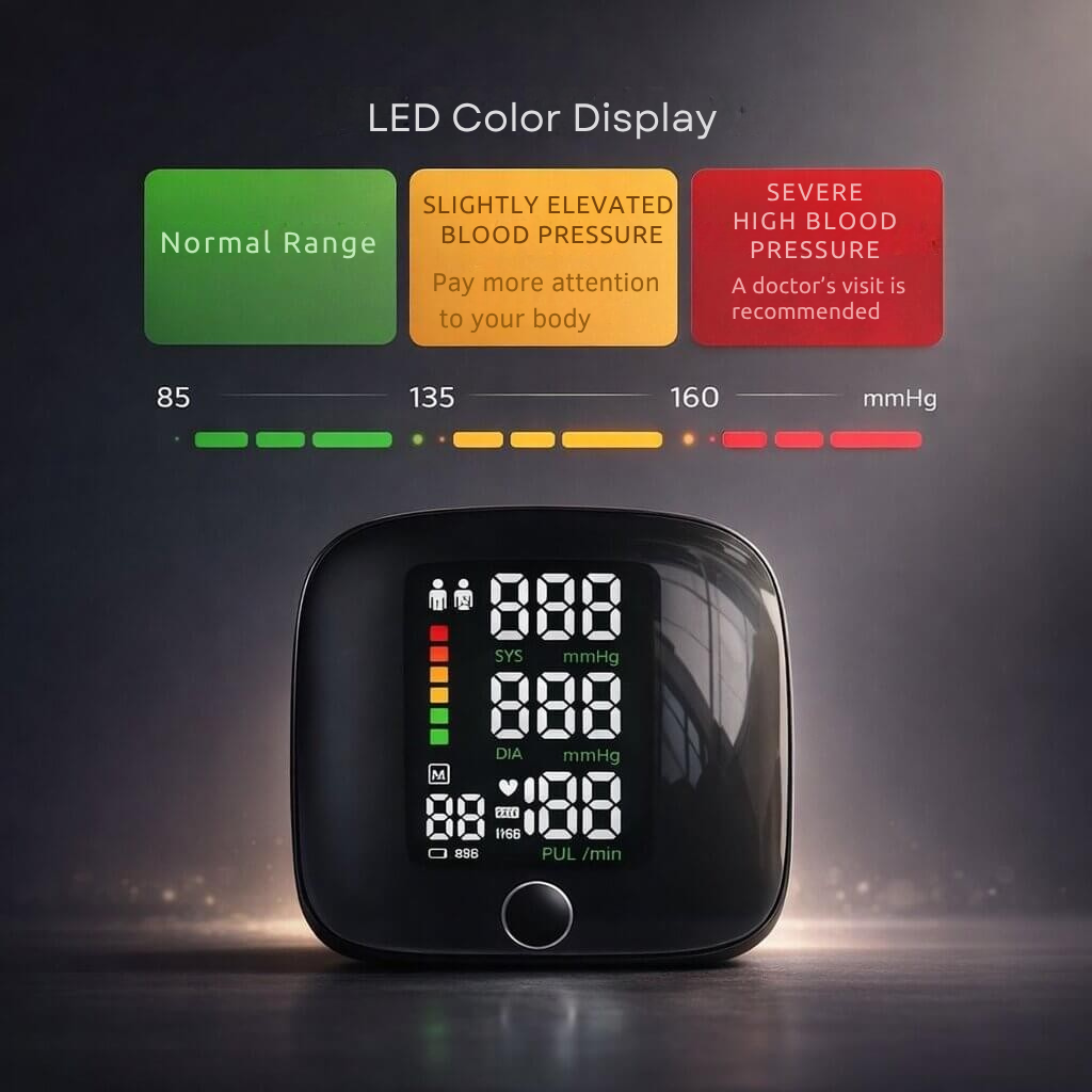 Rechargeable Wrist Blood Pressure Monitor with Voice Readout & Touch Screen, Home Health Tracker, Portable BP Cuff for Travel | Lonoma