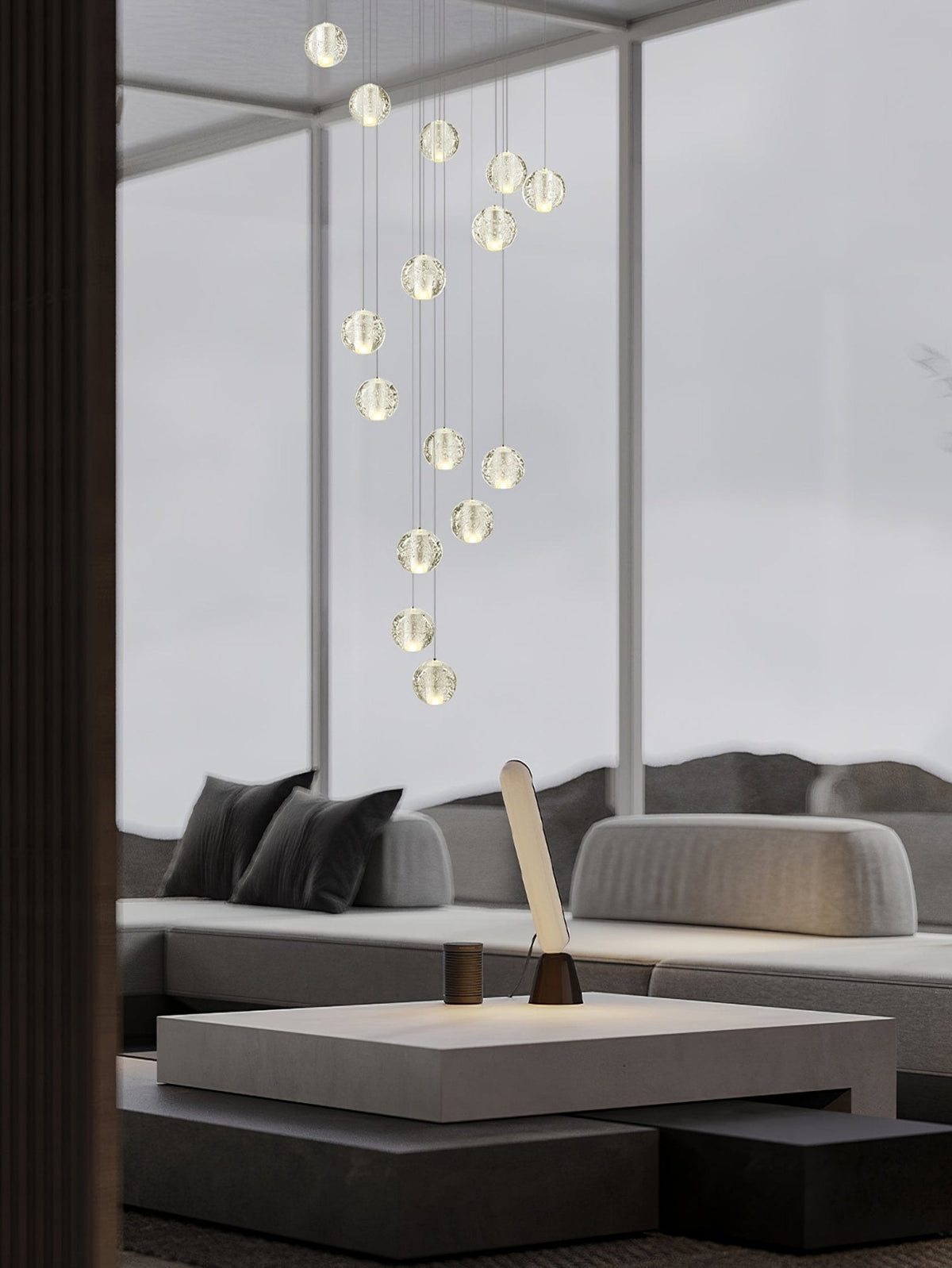 Sparkling Glass Globe Multi-Light Chandelier with Adjustable Hanging Drop & Chrome Frame for Dining Room, Entryway, Stairwell | Lonoma