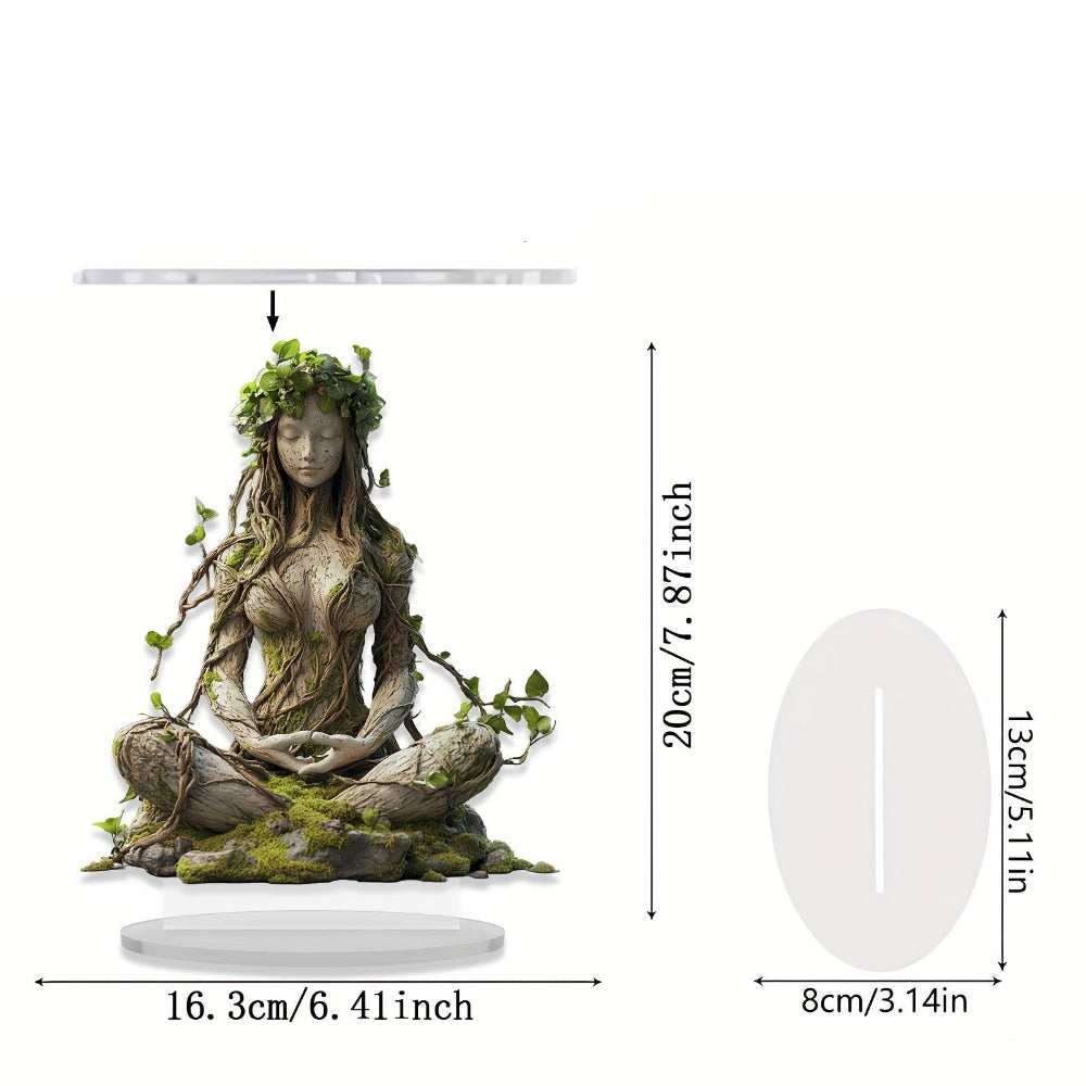 Sculpture Déesse Méditation Acrylique Transparent 20 cm Décoration Bohème Spirituelle Figurine Féminine Zen | Koossa