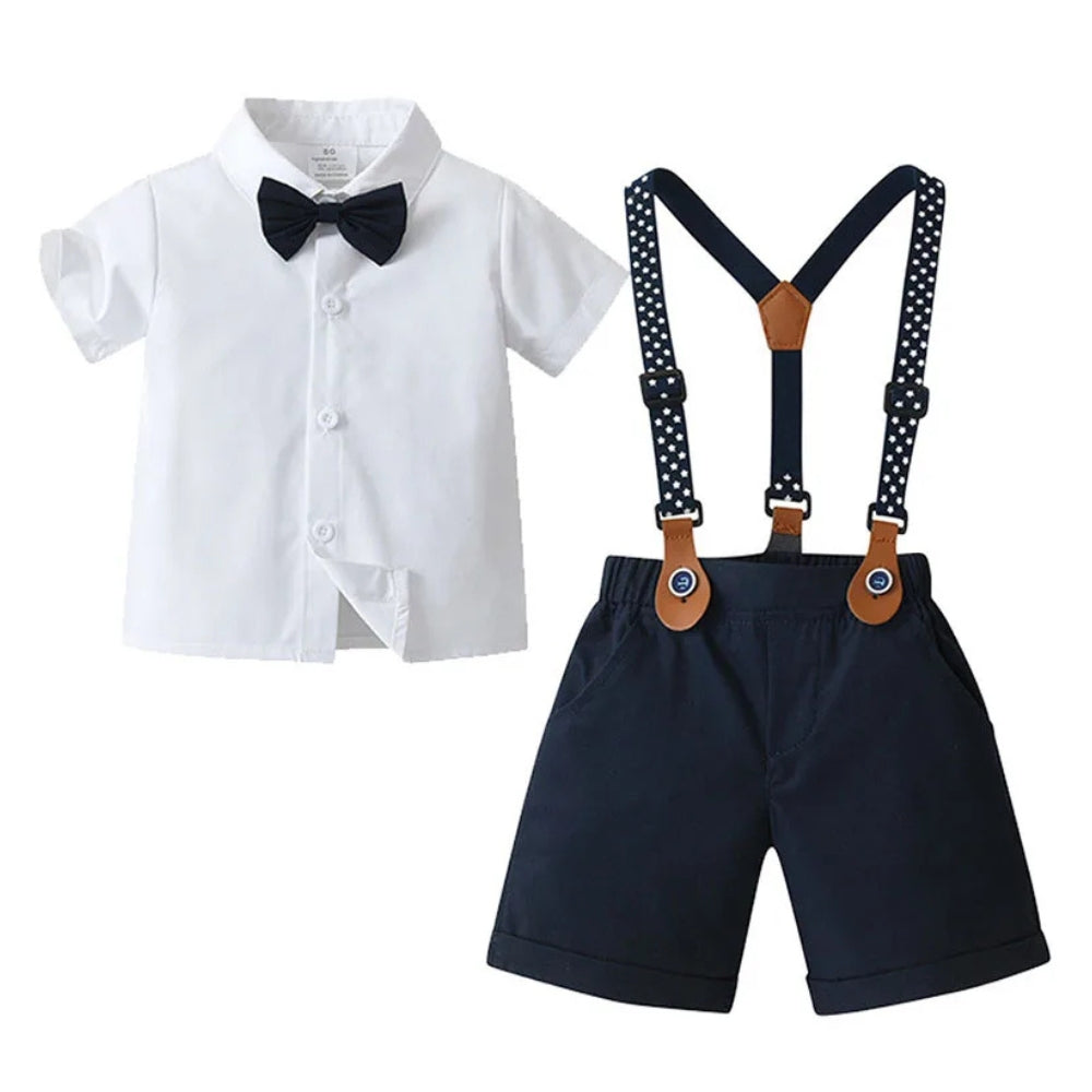 Boys' Three-Piece Formal Suit Set with Shirt, Waistcoat, Trousers and Bow Tie for Special Occasions | Koossa