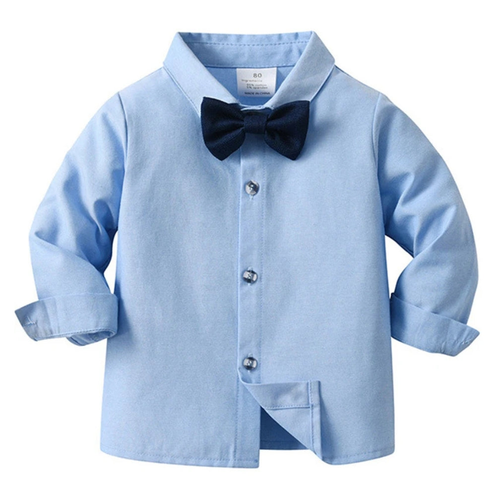 Boys' Three-Piece Formal Suit Set with Shirt, Waistcoat, Trousers and Bow Tie for Special Occasions | Koossa