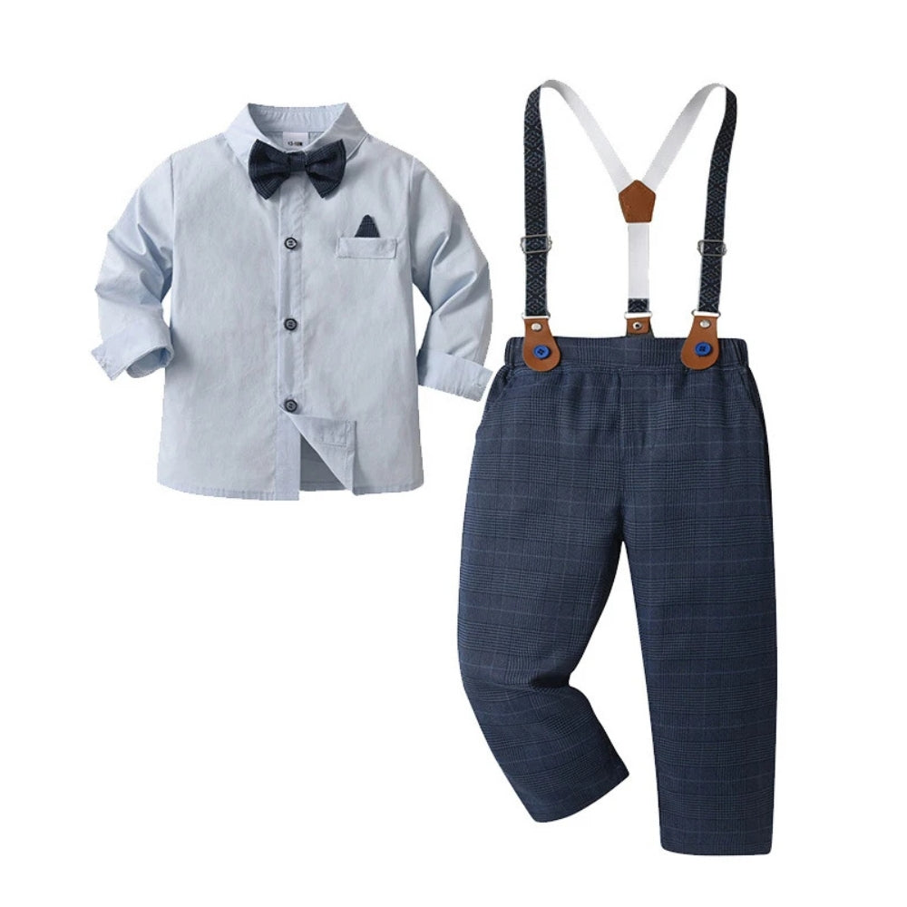 Boys' Three-Piece Formal Suit Set with Shirt, Waistcoat, Trousers and Bow Tie for Special Occasions | Koossa