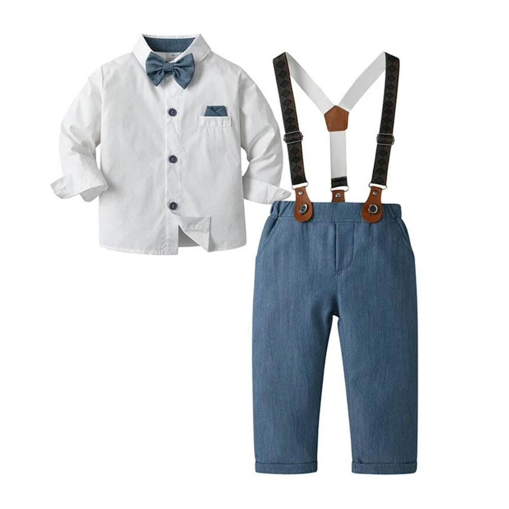 Boys' Three-Piece Formal Suit Set with Shirt, Waistcoat, Trousers and Bow Tie for Special Occasions | Koossa