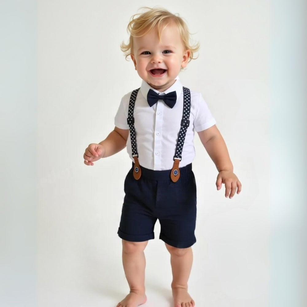 Boys' Three-Piece Formal Suit Set with Shirt, Waistcoat, Trousers and Bow Tie for Special Occasions | Koossa