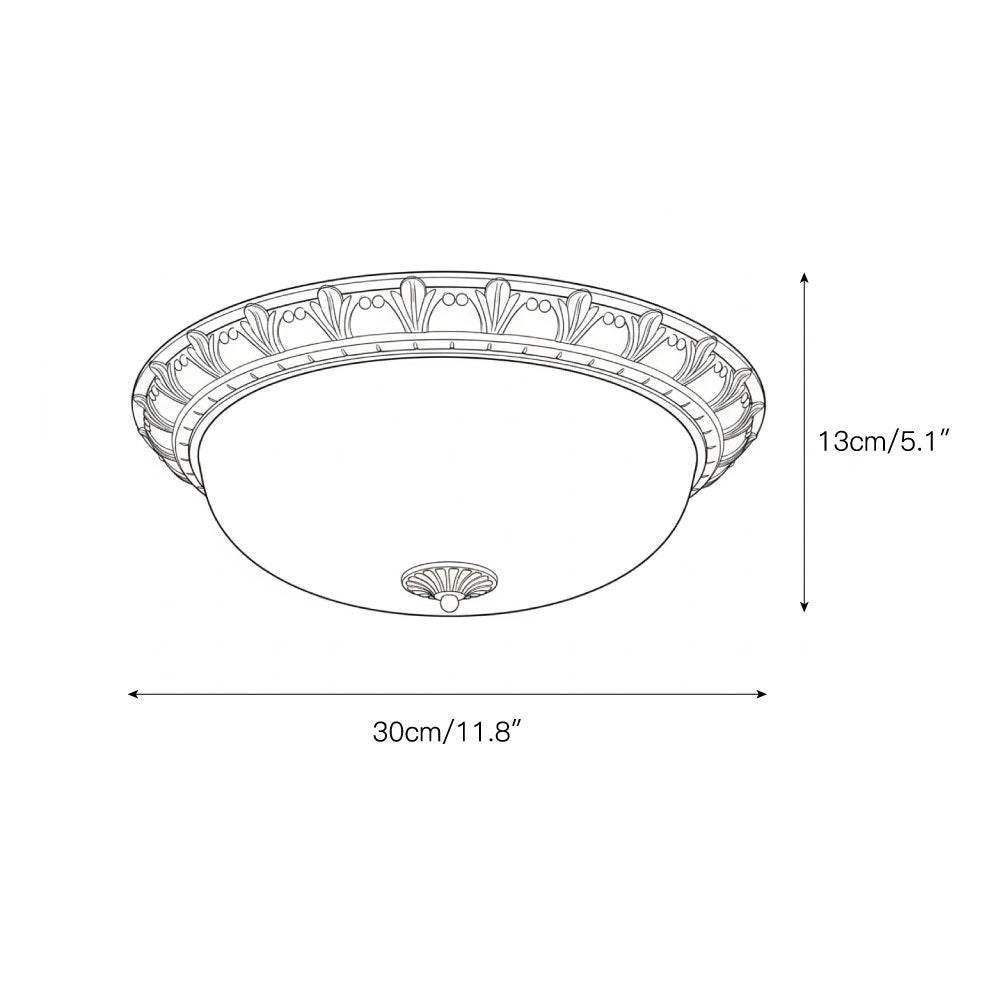 Metal & Glass Flush Mount Ceiling Light - 12 to 20 Inch LED Fixture for Bedroom, Hallway, Kitchen - E27 Socket - Antique Bronze or White | Lonoma