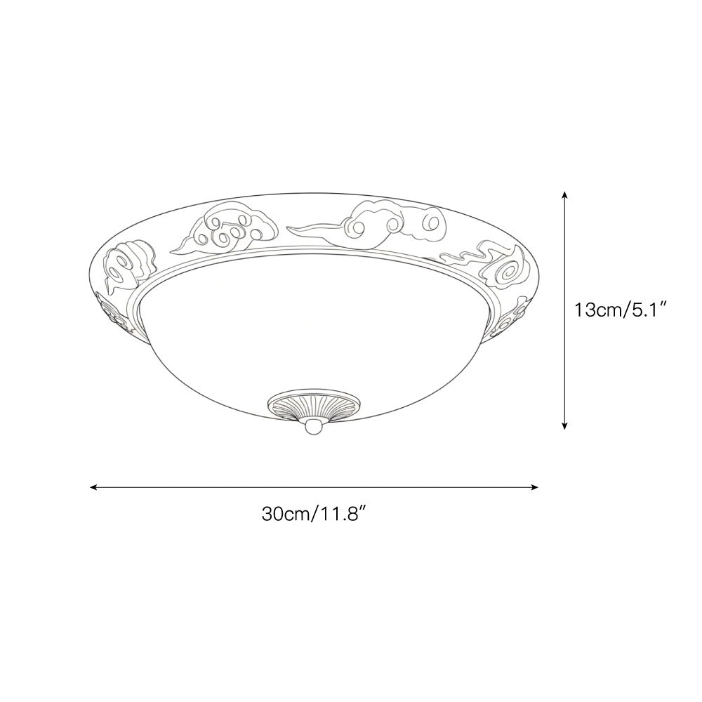 Metal & Glass Flush Mount Ceiling Light - 12 to 20 Inch LED Fixture for Bedroom, Hallway, Kitchen - E27 Socket - Antique Bronze or White | Lonoma