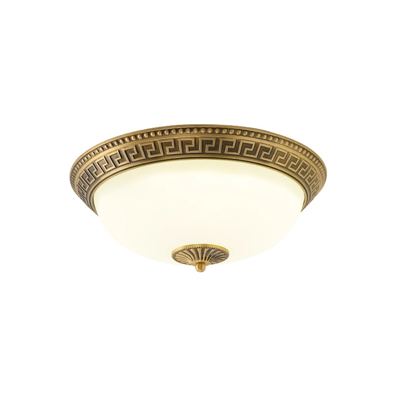 Metal & Glass Flush Mount Ceiling Light - 12 to 20 Inch LED Fixture for Bedroom, Hallway, Kitchen - E27 Socket - Antique Bronze or White | Lonoma