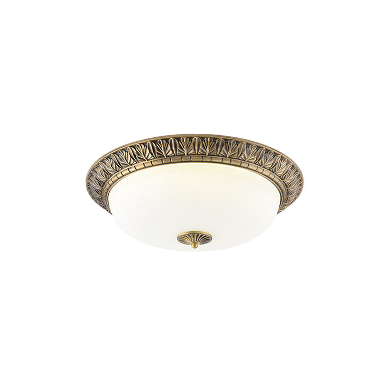 Metal & Glass Flush Mount Ceiling Light - 12 to 20 Inch LED Fixture for Bedroom, Hallway, Kitchen - E27 Socket - Antique Bronze or White | Lonoma