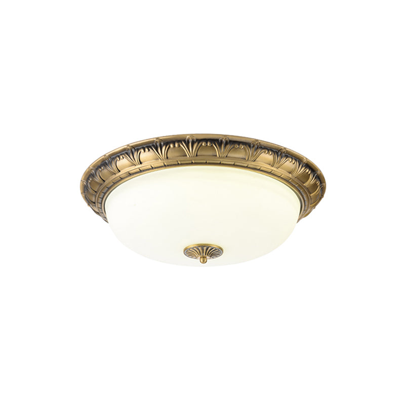 Metal & Glass Flush Mount Ceiling Light - 12 to 20 Inch LED Fixture for Bedroom, Hallway, Kitchen - E27 Socket - Antique Bronze or White | Lonoma
