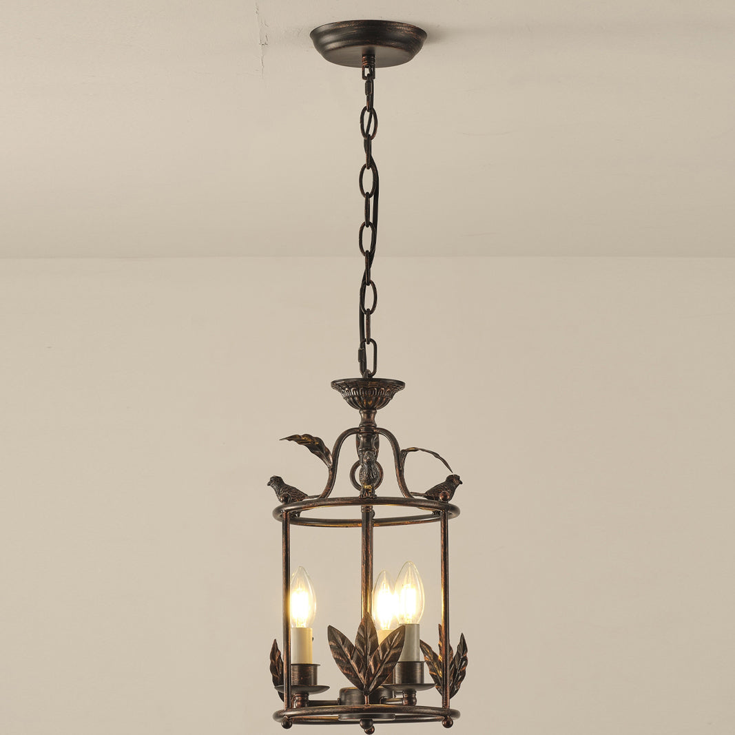 Metal Lantern Pendant Light 10 in Bird Motif Hanging Fixture, Vintage Chain Ceiling Light for Dining Room, Entryway, Hallway, Kitchen Island | Lonoma