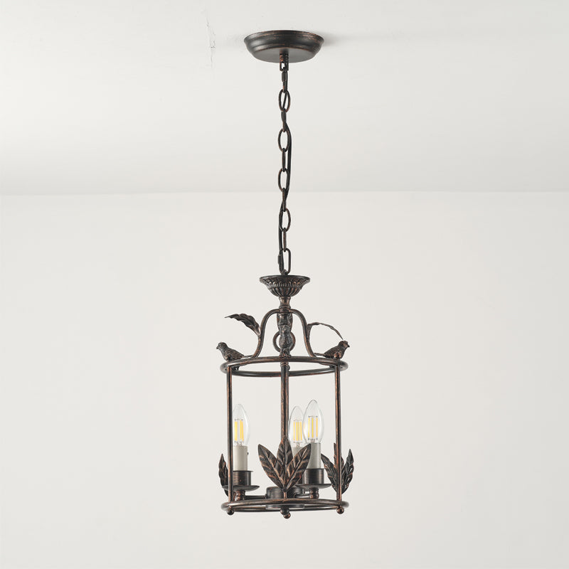 Metal Lantern Pendant Light 10 in Bird Motif Hanging Fixture, Vintage Chain Ceiling Light for Dining Room, Entryway, Hallway, Kitchen Island | Lonoma