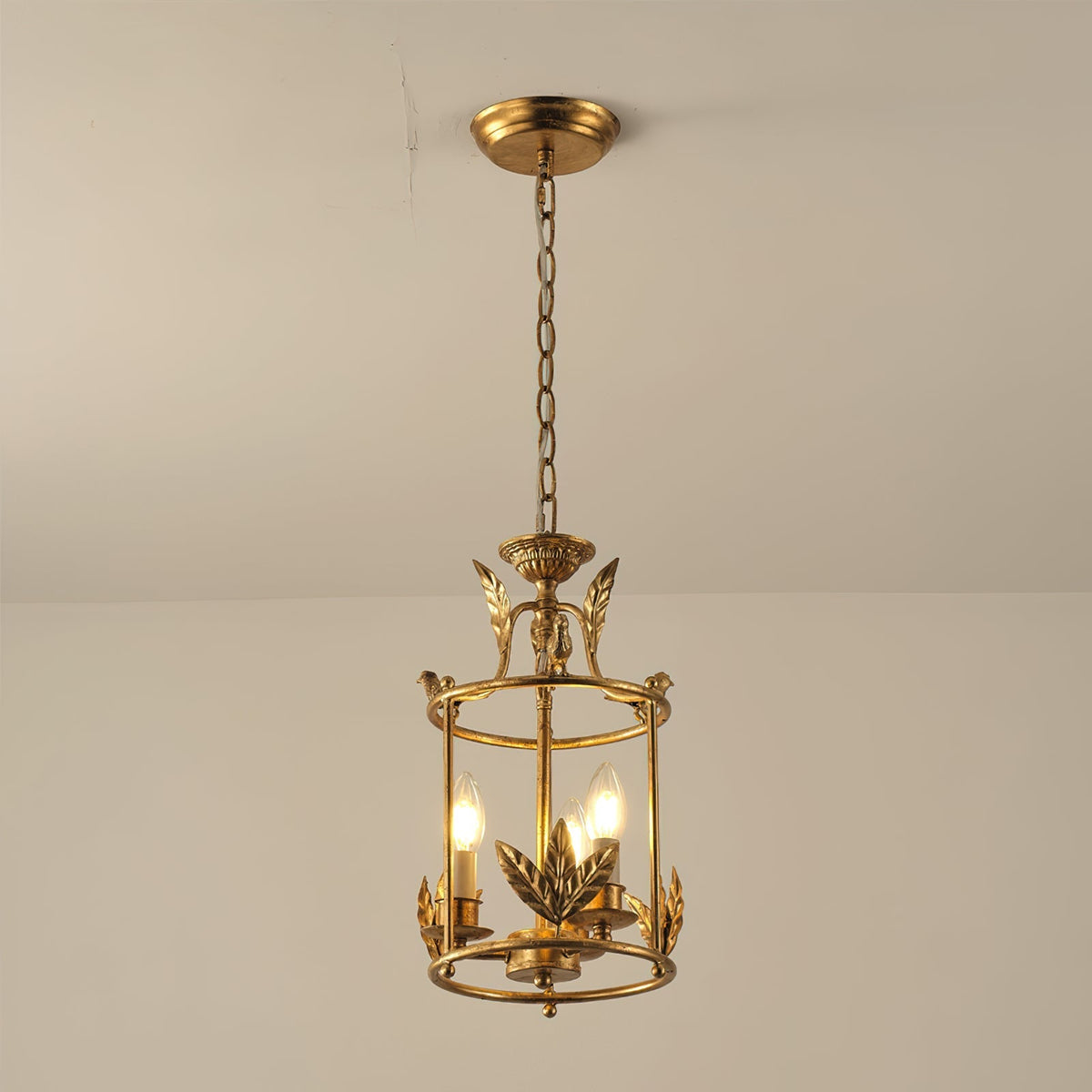 Metal Lantern Pendant Light 10 in Bird Motif Hanging Fixture, Vintage Chain Ceiling Light for Dining Room, Entryway, Hallway, Kitchen Island | Lonoma