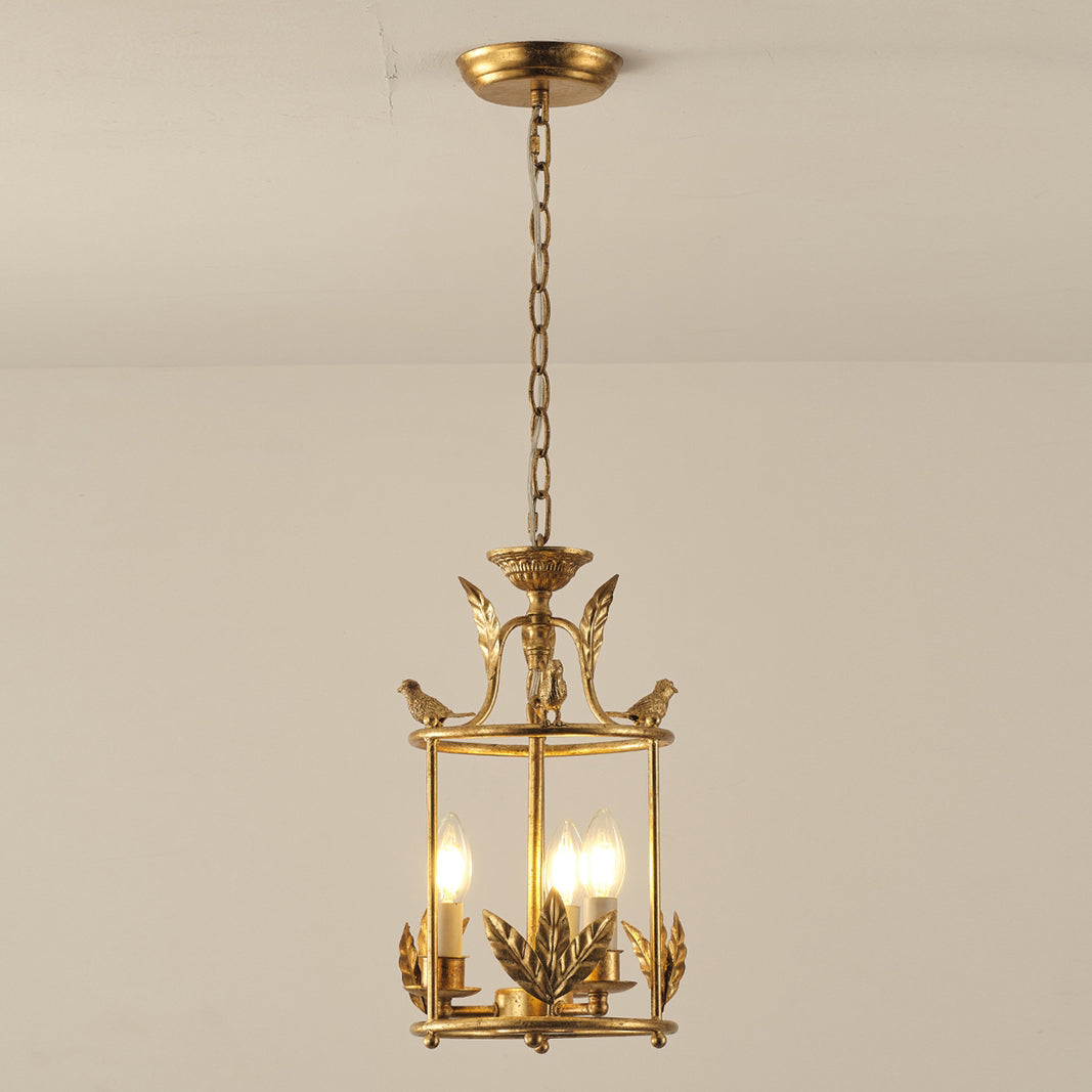 Metal Lantern Pendant Light 10 in Bird Motif Hanging Fixture, Vintage Chain Ceiling Light for Dining Room, Entryway, Hallway, Kitchen Island | Lonoma