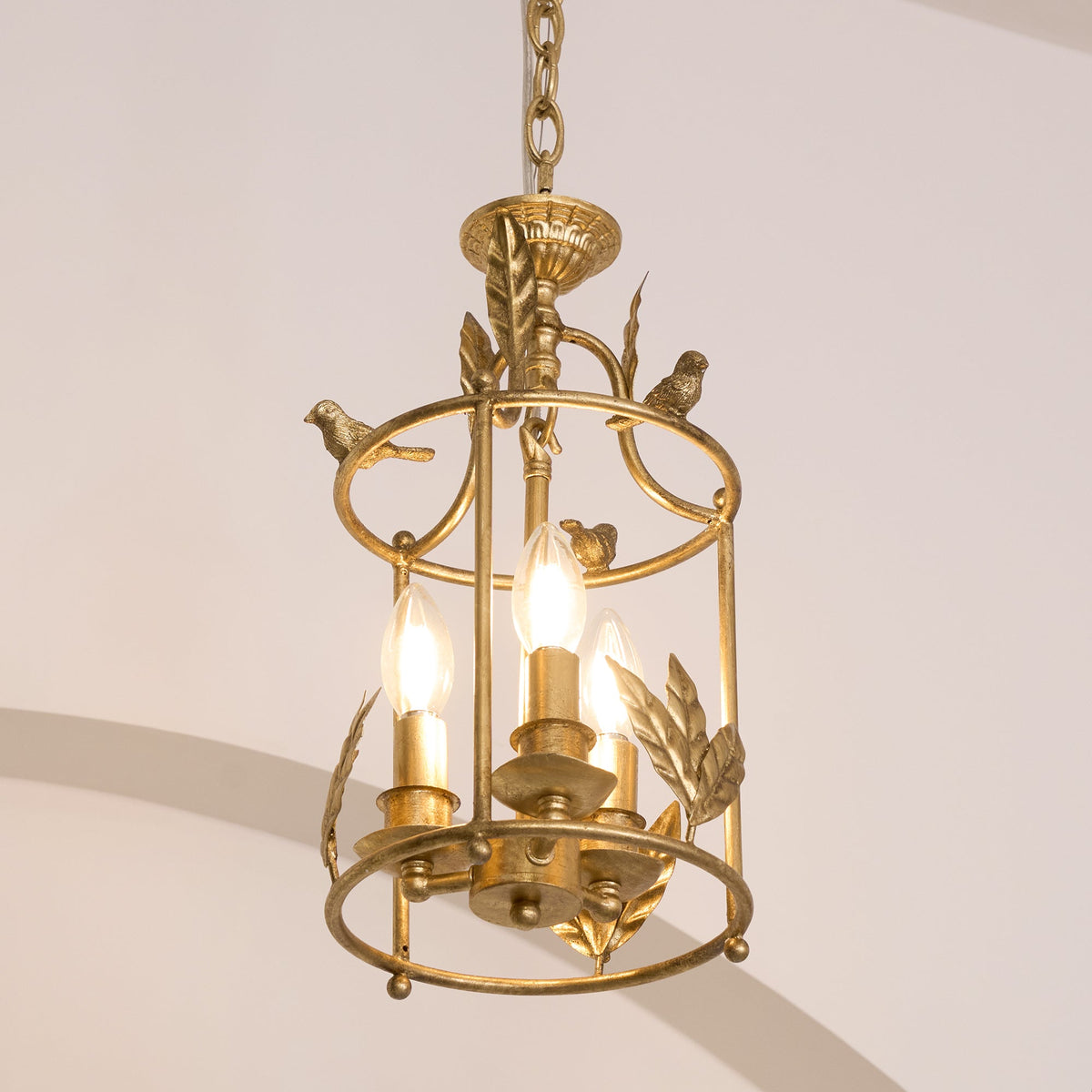 Metal Lantern Pendant Light 10 in Bird Motif Hanging Fixture, Vintage Chain Ceiling Light for Dining Room, Entryway, Hallway, Kitchen Island | Lonoma