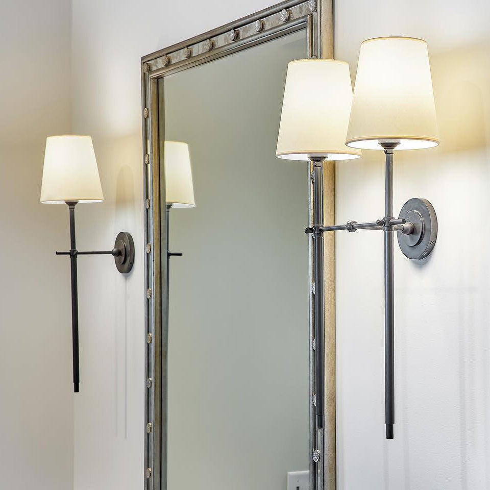 Hardwired Sconce with Fabric Shade Brass Nickel Black Finish for Bedroom Dining Room Hallway Classic Modern Ambient Lighting | Lonoma