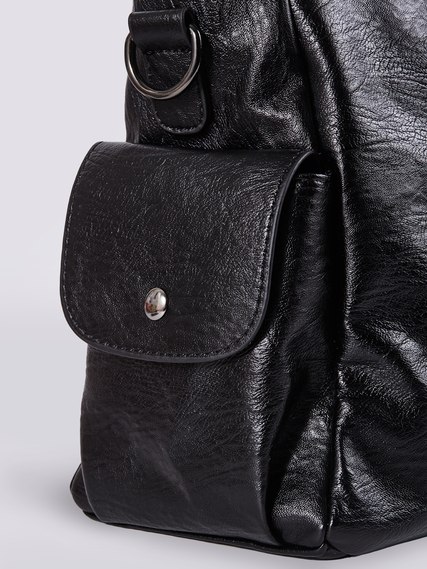 Structured Leather-Look Tote with Detachable Crossbody Strap in Black for Work and Weekend | Koossa
