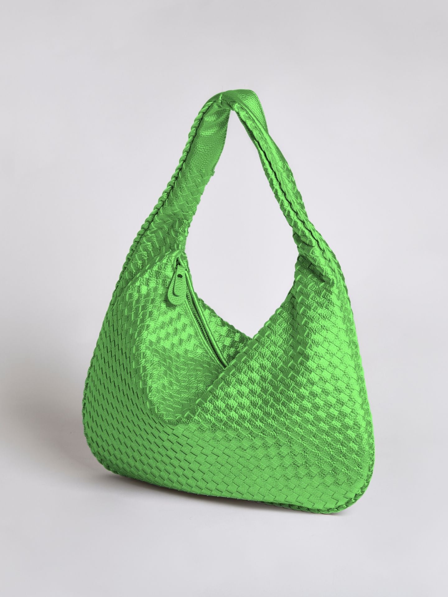 Woven Leather Hobo Bag with Soft Structure in Black, Wine Red, Sage Green & More | Koossa