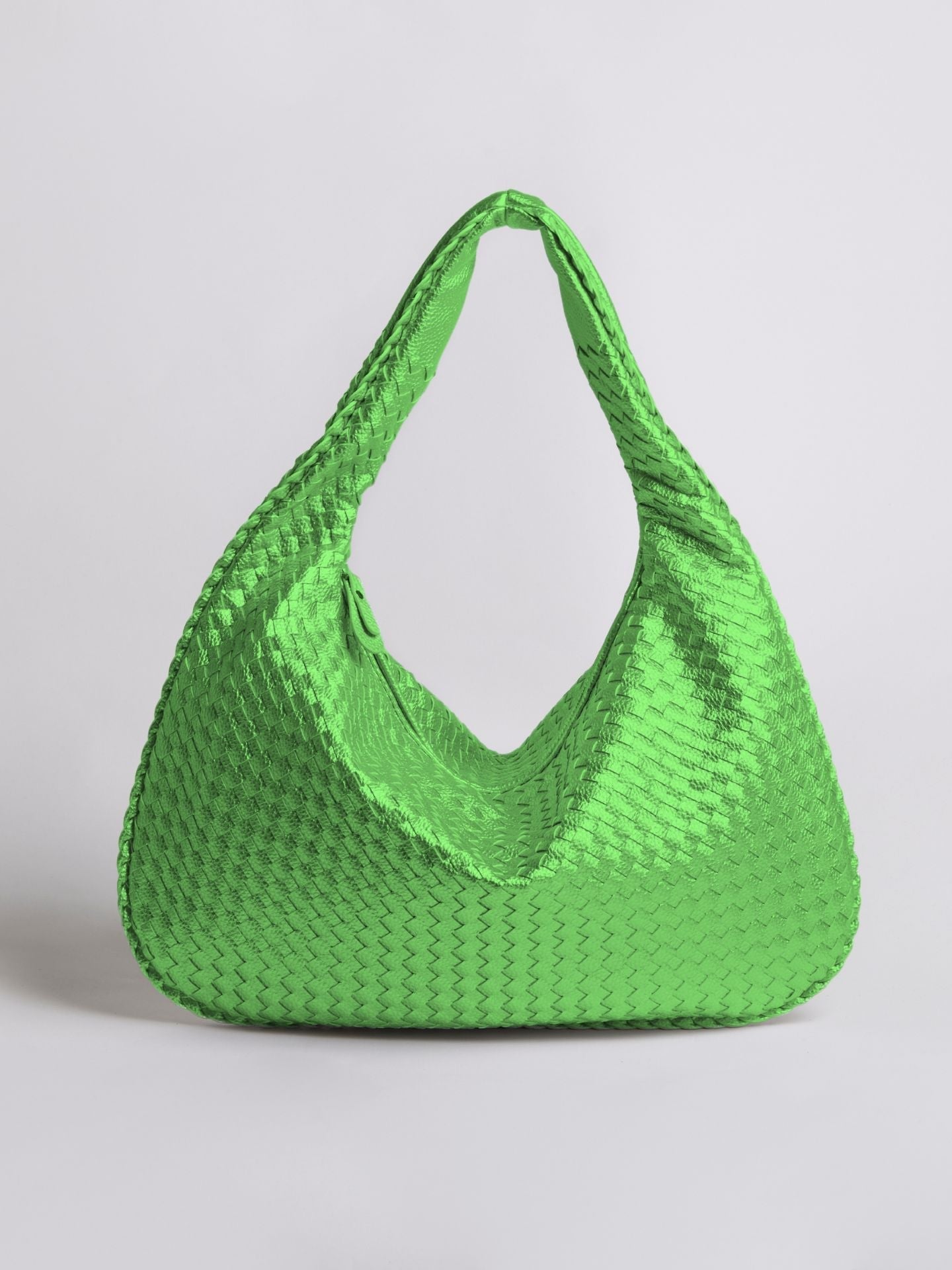 Woven Leather Hobo Bag with Soft Structure in Black, Wine Red, Sage Green & More | Koossa