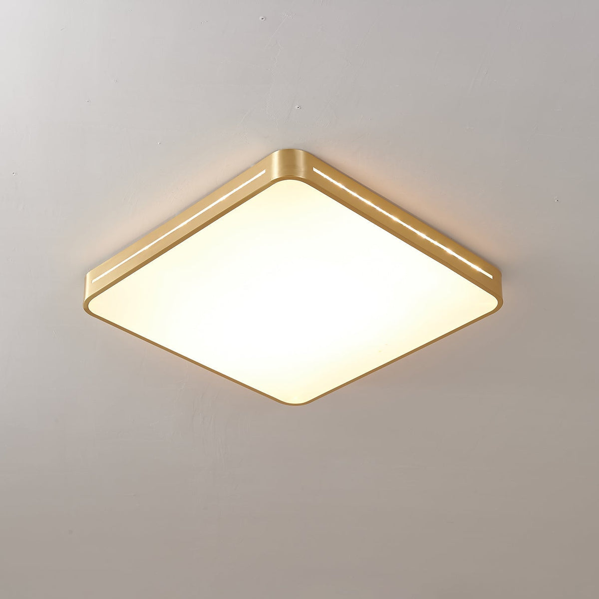Contemporary LED Flush Mount Ceiling Light Brass Frame Minimalist Design 12-20 inch Round Square for Bedroom Hallway Kitchen | Lonoma