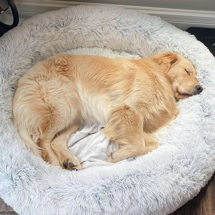 Fluffy Donut Dog Bed Plush Washable Anti-Slip Small Medium Large Dogs Cat Calming Round Bed Soft Faux Fur 40cm 50cm 60cm 70cm 80cm 90cm 100cm 110cm | Koossa