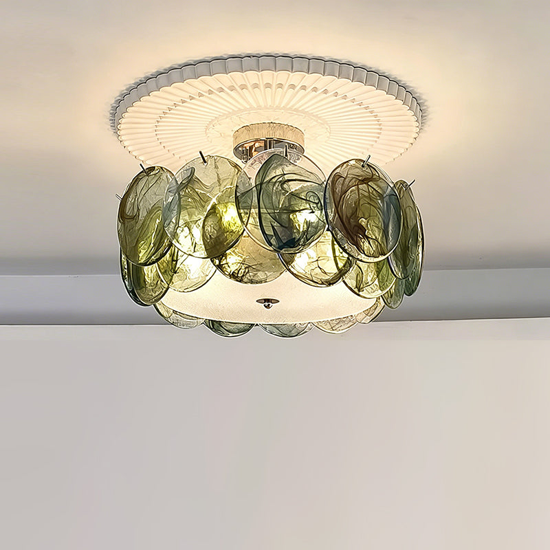 Flush Mount Ceiling Light Fixture with Glass Shade, Modern LED Compatible Semi-Flush Ceiling Lamp for Bedroom Kitchen Hallway Dining Room | Lonoma