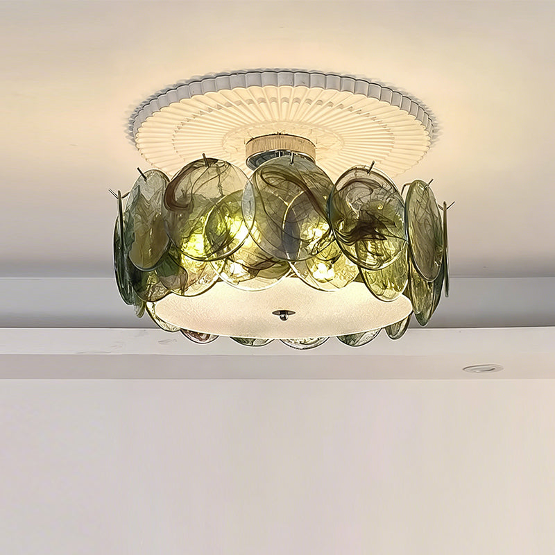 Flush Mount Ceiling Light Fixture with Glass Shade, Modern LED Compatible Semi-Flush Ceiling Lamp for Bedroom Kitchen Hallway Dining Room | Lonoma