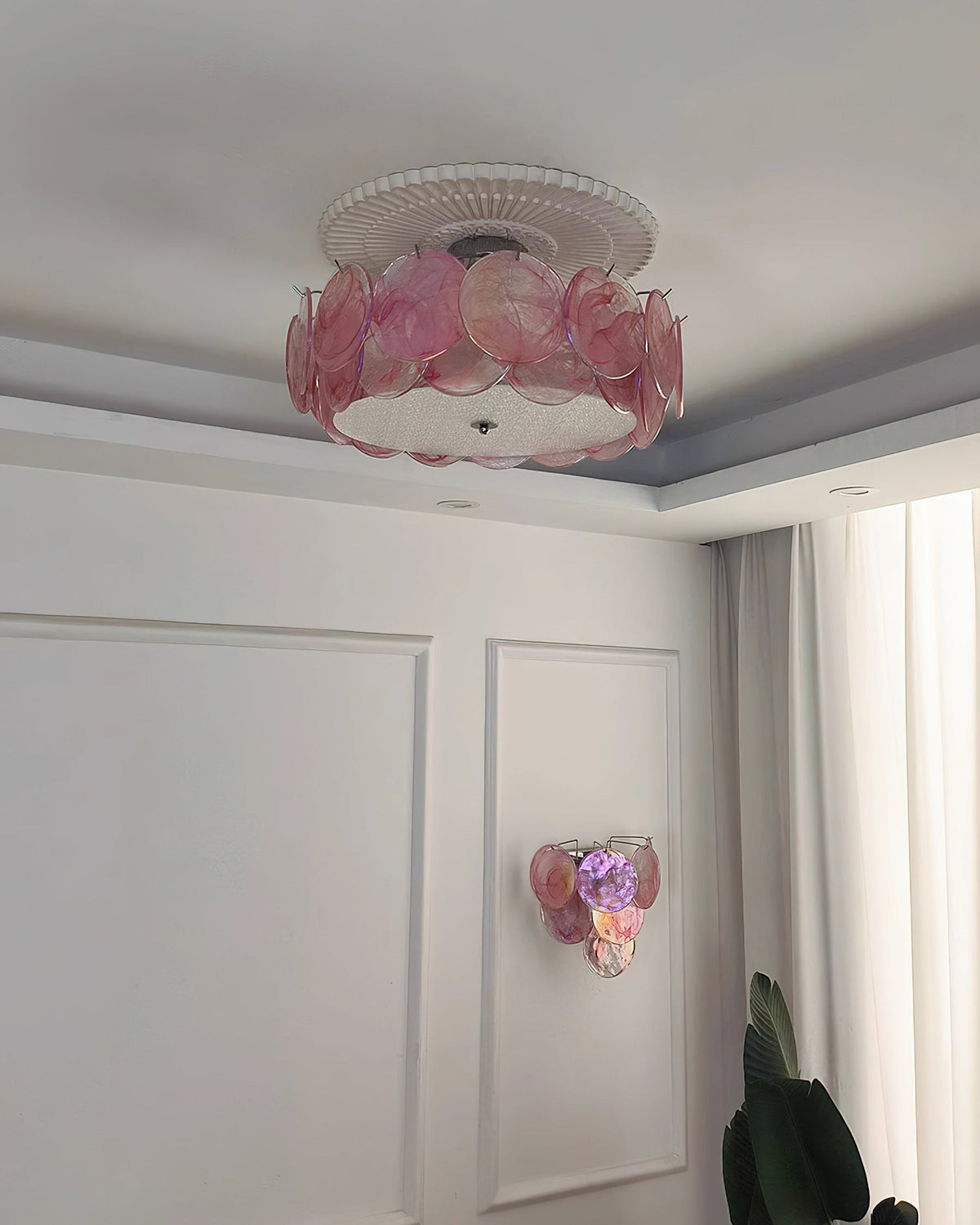 Flush Mount Ceiling Light Fixture with Glass Shade, Modern LED Compatible Semi-Flush Ceiling Lamp for Bedroom Kitchen Hallway Dining Room | Lonoma