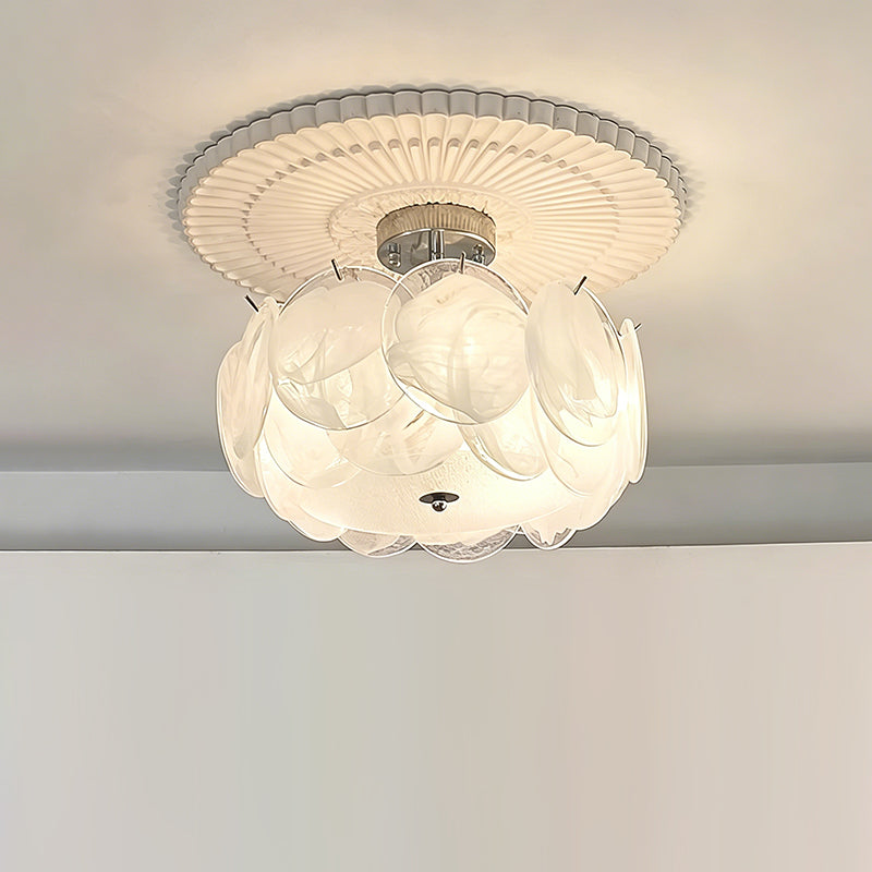 Flush Mount Ceiling Light Fixture with Glass Shade, Modern LED Compatible Semi-Flush Ceiling Lamp for Bedroom Kitchen Hallway Dining Room | Lonoma
