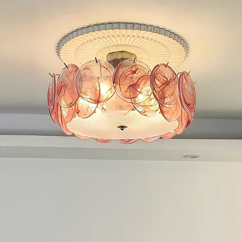 Flush Mount Ceiling Light Fixture with Glass Shade, Modern LED Compatible Semi-Flush Ceiling Lamp for Bedroom Kitchen Hallway Dining Room | Lonoma